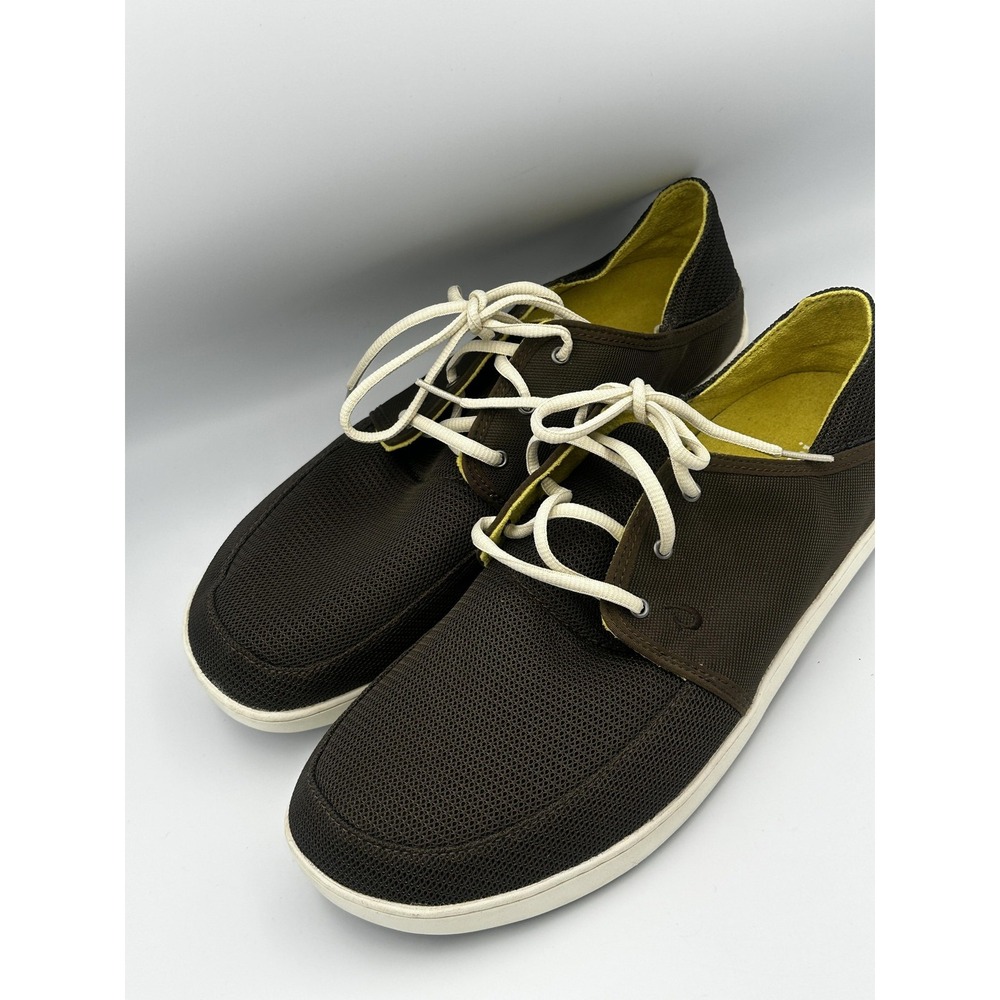 OluKai Nohea Lace Mesh Shoes Mens Size 13 Brown White Casual Lightweight Comfort - Picture 3 of 11